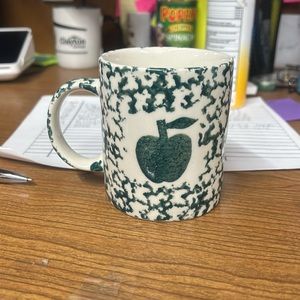 Vintage Gibson Housewares Green Apple Sponge Paint Coffee Mug